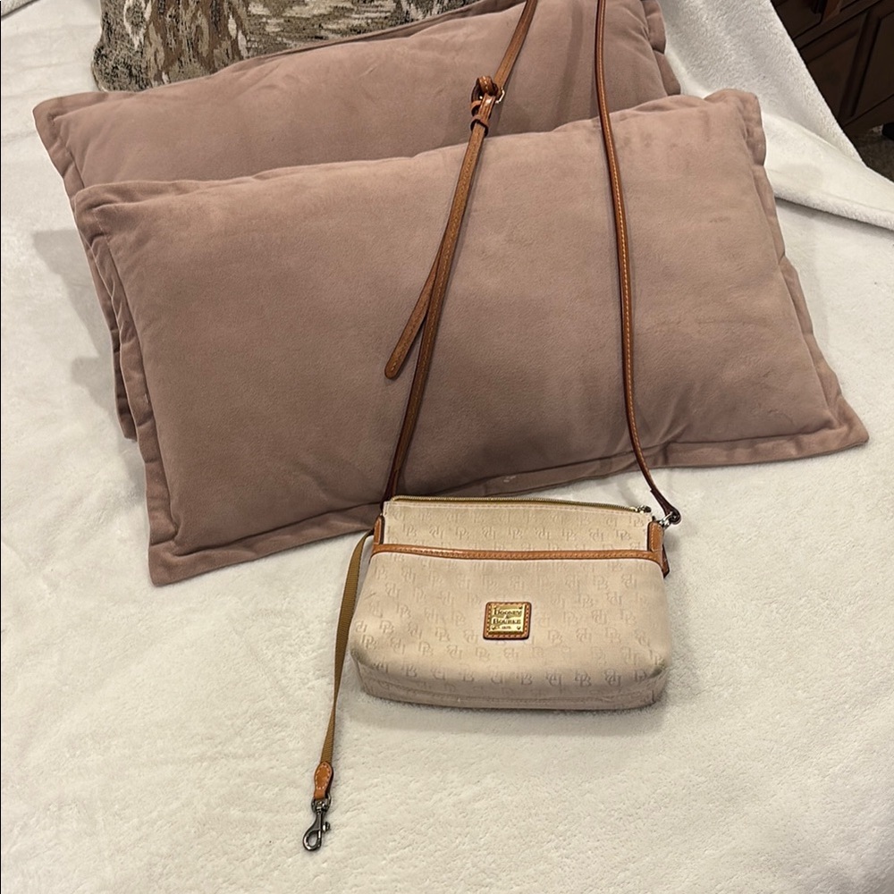 Dooney & Bourke Cream and Tan Structured Crossbody Bag